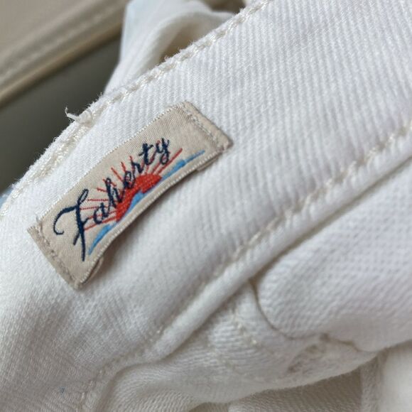 Faherty Stretch Terry Cotton Wide Leg Front Patch Pocket White Pants Size 31 - Picture 6 of 7